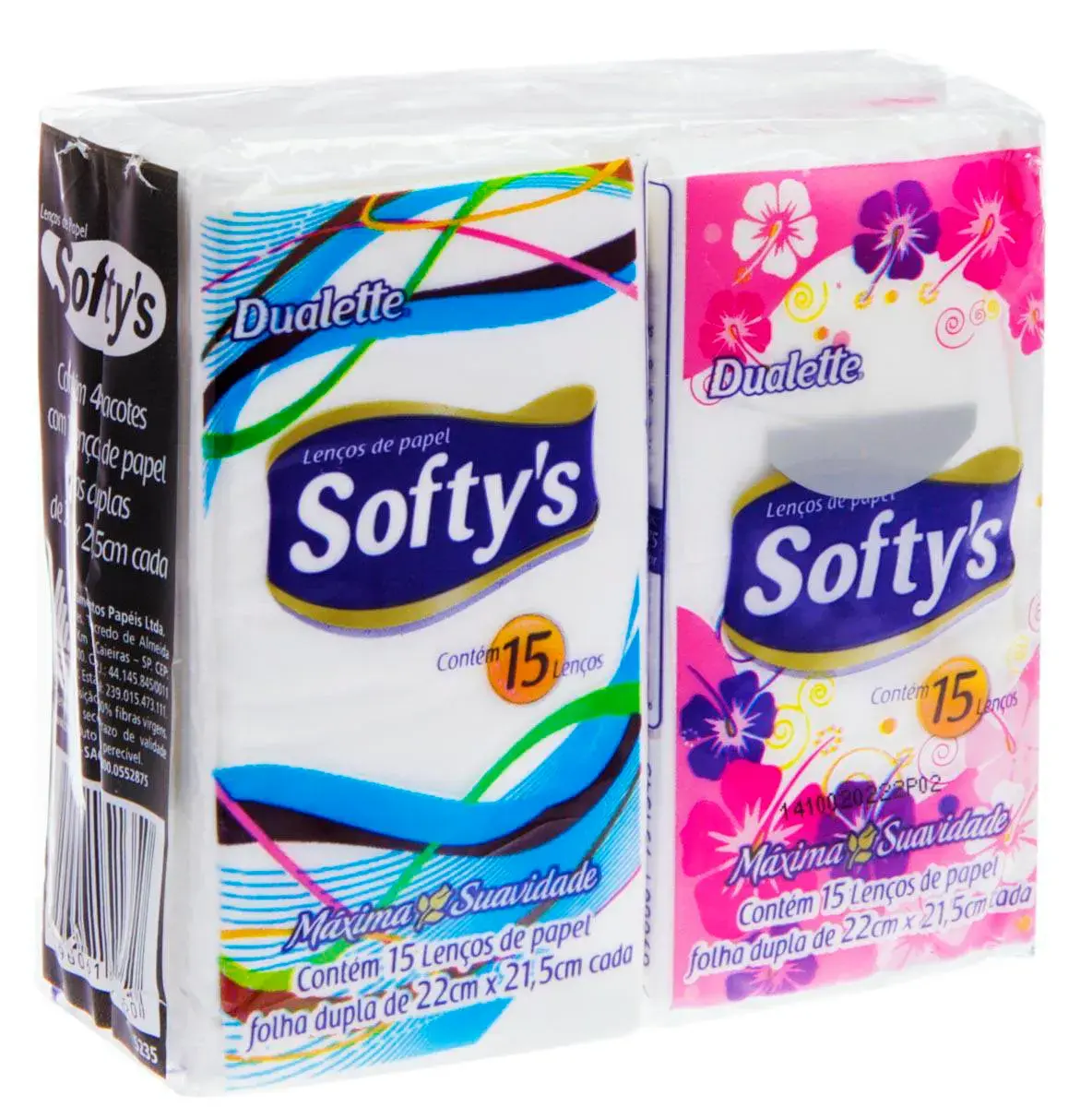 Lenço de Papel Softy's Bolso 4 Pacotes com 15 unidades cada