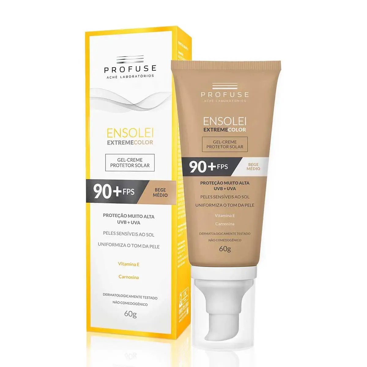 Protetor Solar Profuse Ensolei Extreme Color Bege Médio FPS 90+ Gel Creme com 60g