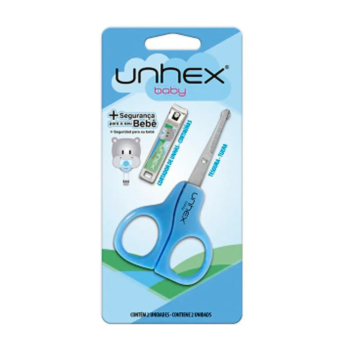 Kit para Unhas Merheje Unhex Baby Azul com Tesoura + Cortador de Unhas