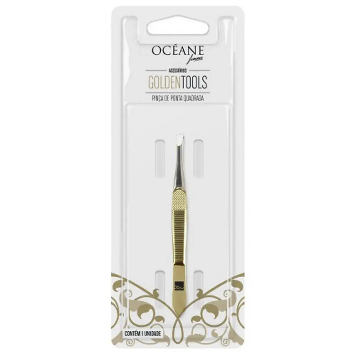 Pinça de Ponta Quadrada Océane Golden Tools Inox com 1 unidade