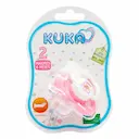 Chupeta Kuka Ortodôntica Plus Rosa Decorada Fase 2 com 1 unidade