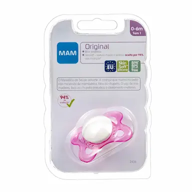 Chupeta MAM Original Cor Rosa Tamanho 1 - RN a 6 meses com 1 unidade