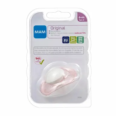 Chupeta MAM Original Cor Rosa Tamanho 2 - maiores de 6 meses com 1 unidade