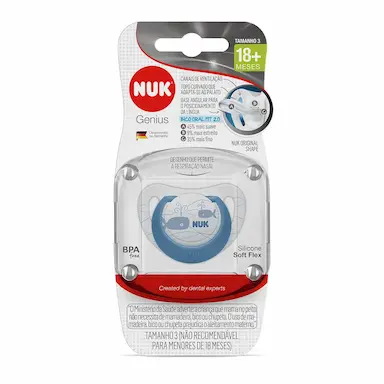 Chupeta de Silicone NUK Genius Maiores de 18 meses Tamanho 3 Azul com 1 unidade