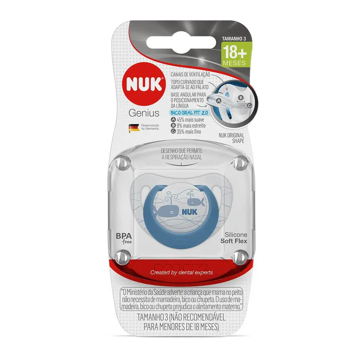 Chupeta de Silicone NUK Genius Maiores de 18 meses Tamanho 3 Azul com 1 unidade
