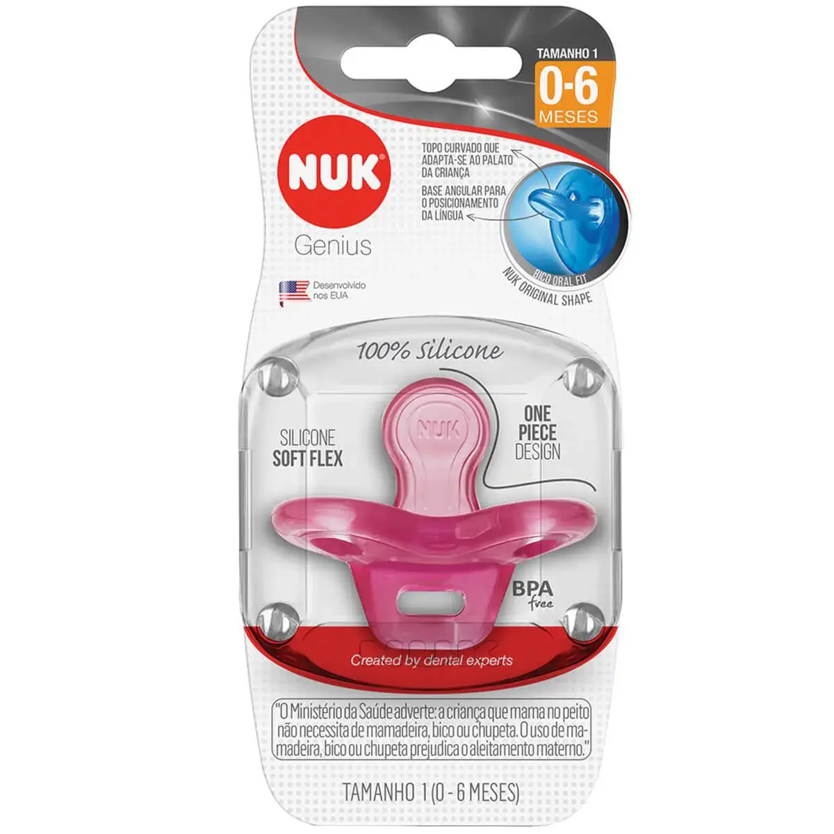 Chupeta NUK 0 a 6 meses Silicone Menina com 1 unidade