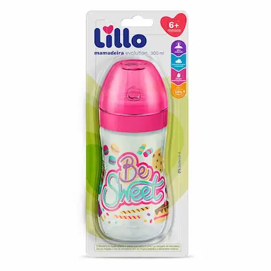 Mamadeira Super Evolution Divertida Lillo Cor Rosa com 1 unidade