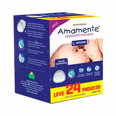 Absorvente Noturno para Seios Amamente com 24 unidades