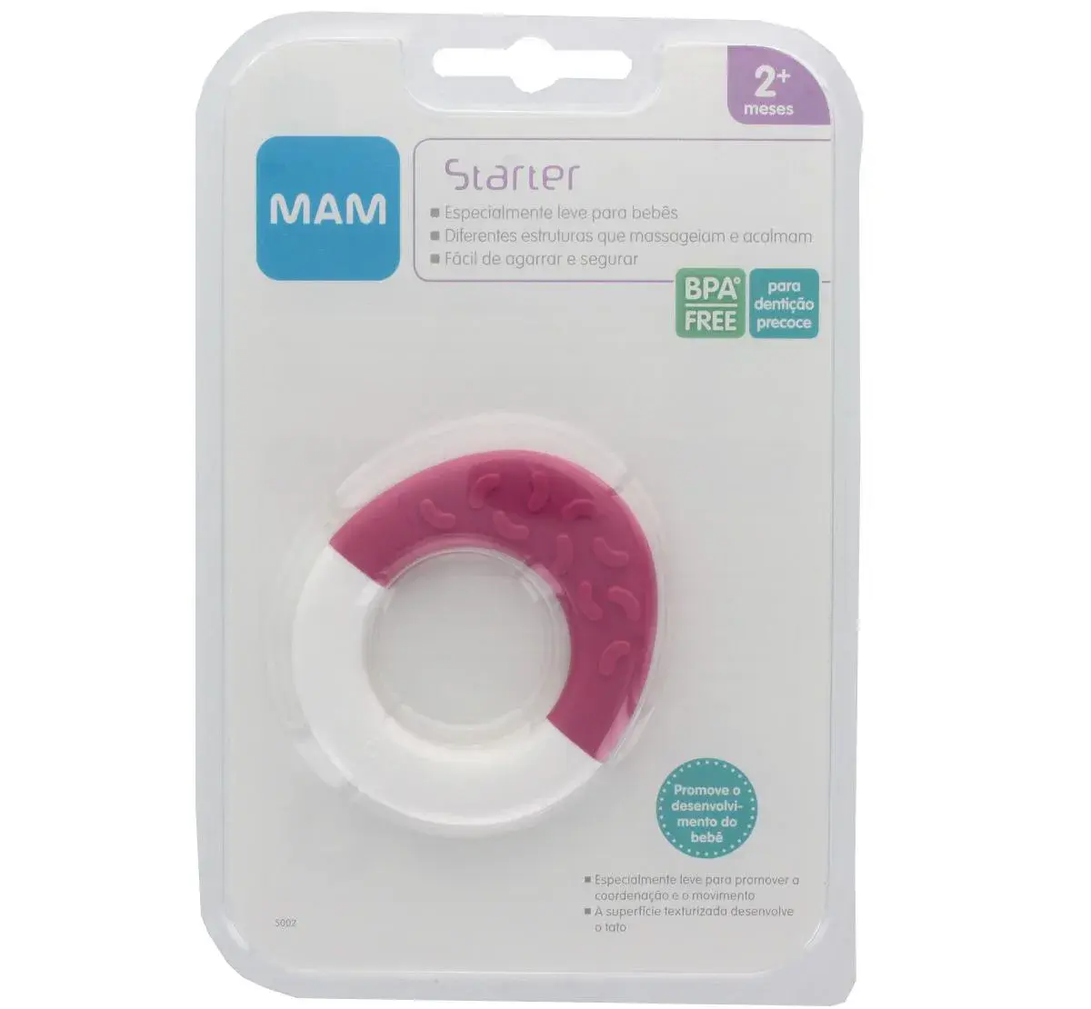 Mordedor para Bebê MAM Starter Rosa +2 meses com 1 unidade