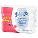 kit Sabonete Johnson's Baby Original Branco Cremoso com 4 unidades de 80g cada