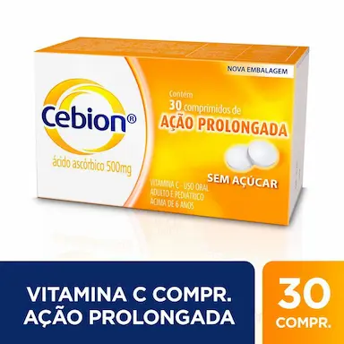 Vitamina C Cebion 500mg com 30 Comprimidos de Ação Prolongada