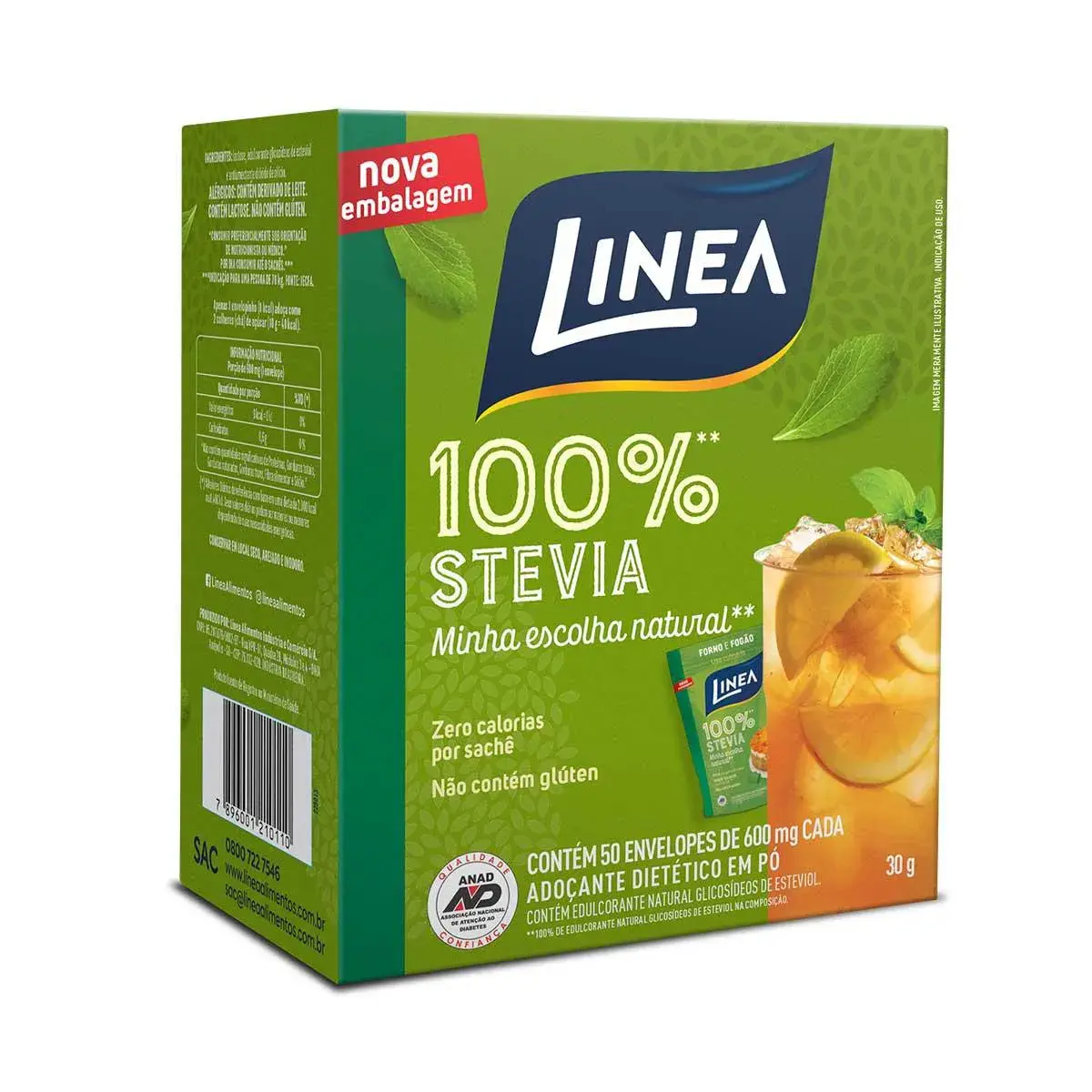 Adoçante Pó Linea 100% Stevia com 50 sachês de 600mg cada