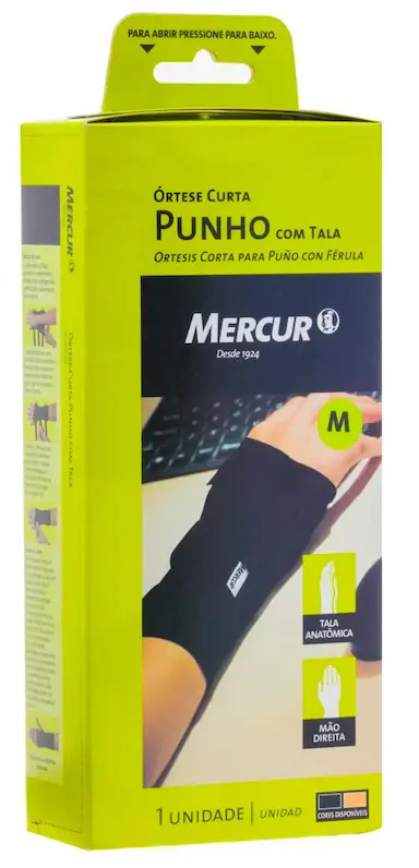 Órtese Curta Mercur com Tala para Punho Direito Tamanho M com 1 unidade
