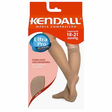 Meia Feminina Kendall Média Compressão 3/4 Cor Bege Tamanho M com 1 par
