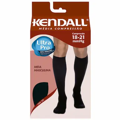 Meia Masculina Kendall Média Compressão 3/4 Cor Preta Tamanho G com 1 par