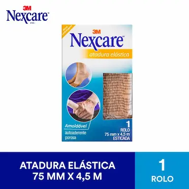 Atadura Elástica Nexcare autoaderente rolo com 75mm x 4,5m