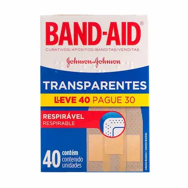 Curativo Transparente Band-Aid Respirável com 40 unidades
