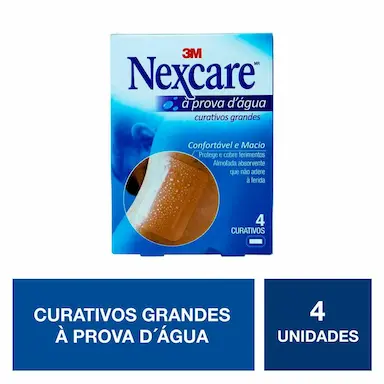 Curativo Grande Nexcare 3M à Prova D'Água com 4 unidades