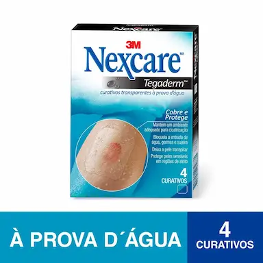Curativo Grande 3M Nexcare Tegaderm sem Pad Transparente com 4 Unidades