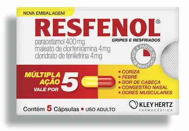 Resfenol Paracetamol 400mg + Cloridrato Fenillefrina 4mg + Maleato de Clorfeniramina 4mg 5 cápsulas