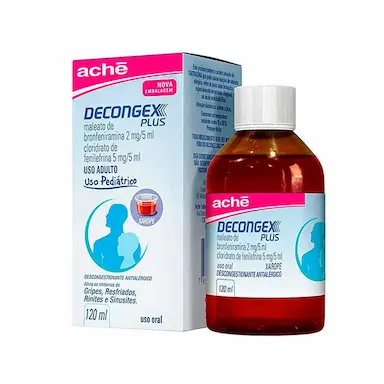 Decongex Plus Maleato de Bronfeniramina 2mg/5ml + Cloridrato Fenillefrina 5mg/5ml Xarope 120ml
