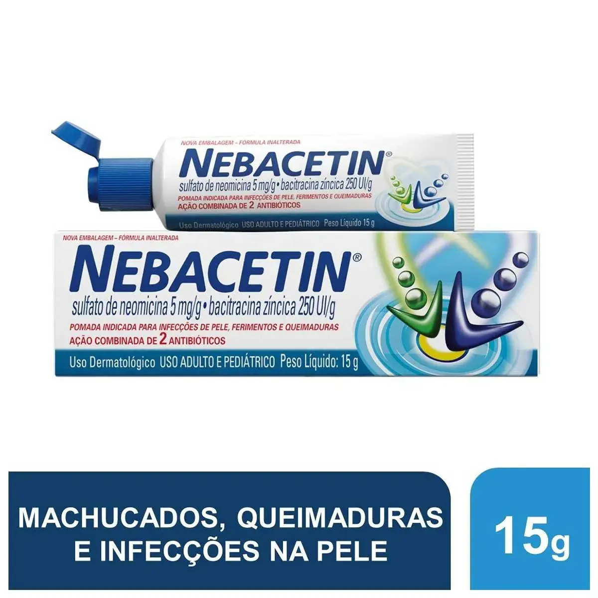 Nebacetin 250UI/g + 5mg/g Pomada 15g