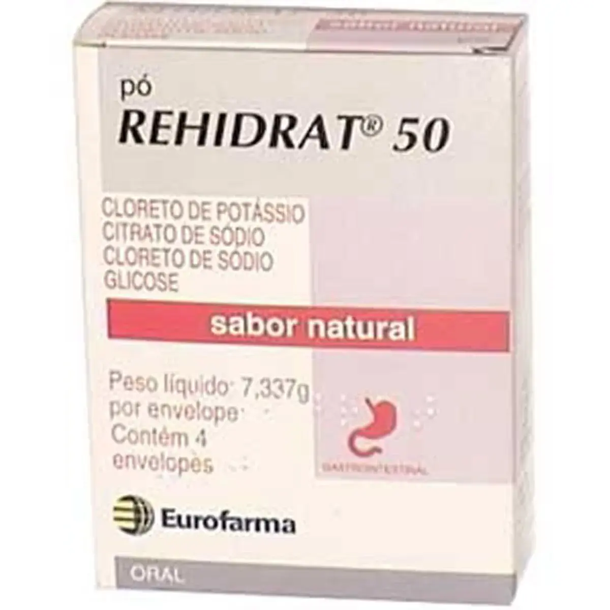 Rehidrat 50 Sabor Natural Pó 4 Envelopes de 7,337g