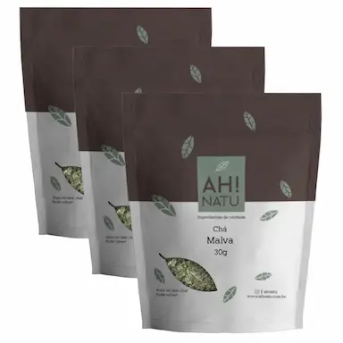 KIT 3 MALVA SYLVESTRIS BRANCA ERVA SECA 30GR CADA AH! NATU