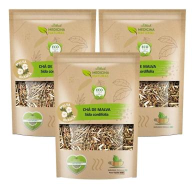 KIT 3 MALVA SYLVESTRIS BRANCA VERDADEIRA ERVA SECA PURA 100G CADA PREMIUM