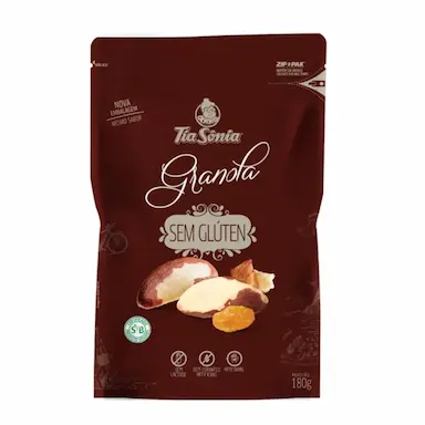GRANOLA SEM GLúTEN VEGANO CASTANHA FRUTA POTE 180G TIA SôNIA