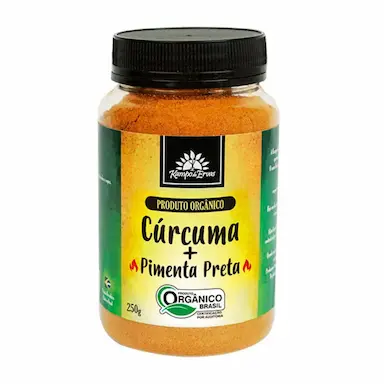 CúRCUMA LONGA Pó 5% PIMENTA PIPERINA ORGâNICA SEM AMIDO 250G