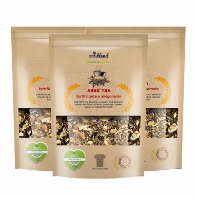 KIT 3 ARES TEA CHá MISTO ABACAXI ALCAçUZ GENGIBR JASMIM 300G