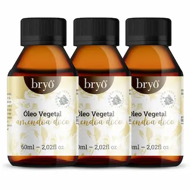 KIT 3 ÓLEO VEGETAL AMêNDOAS DOCE NATURAL 100% PURO 60ML CADA BRYO CONCENTRADO