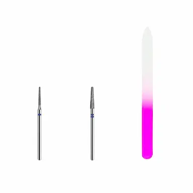 BROCA DIAMANTADA 718 M + 720 M + LIXA DE UNHA VIDRO ROSA P/ ALONGAMENTO DE UNHAS