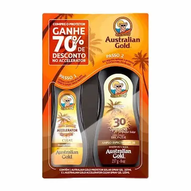 KIT AUSTRALIAN GOLD PROTETOR SOLAR CORPORAL 237ML + ACELERADOR 125ML
