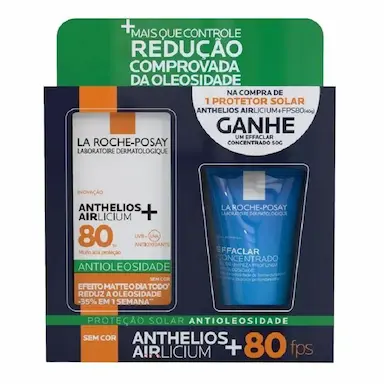 KIT ANTHELIOS AIRCILIUM FPS 80 LA ROCHE 40G + GEL DE LIMPEZA EFFACLAR CONCENTRADO LA ROCHE 50G