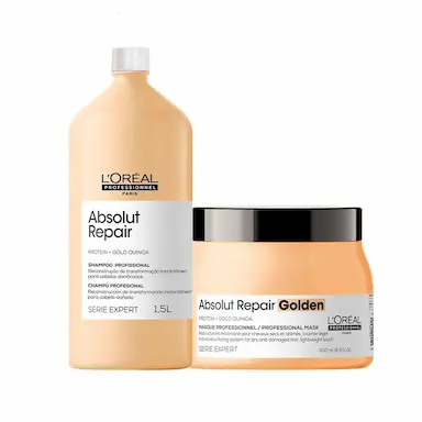 KIT L'ORéAL PROFESSIONNEL SERIE EXPERT ABSOLUT REPAIR GOLD QUINOA – SHAMPOO E MáSCARA 500 G