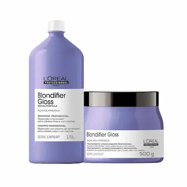 KIT L'ORéAL PROFESSIONNEL SERIE EXPERT BLONDIFIER GLOSS – SHAMPOO E MáSCARA 500 G