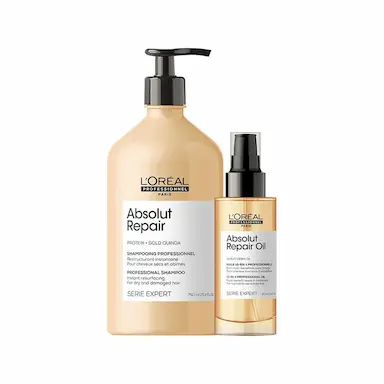 KIT L'ORéAL PROFESSIONNEL SERIE EXPERT ABSOLUT REPAIR GOLD QUINOA PROFISSIONAL - SHAMPOO E ÓLEO