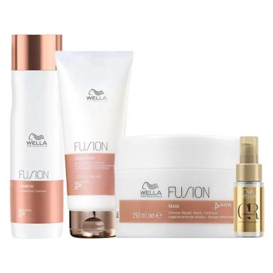 KIT WELLA PROFESSIONALS FUSION - SHAMPOO E CONDICIONADOR E MáSCARA E ÓLEO
