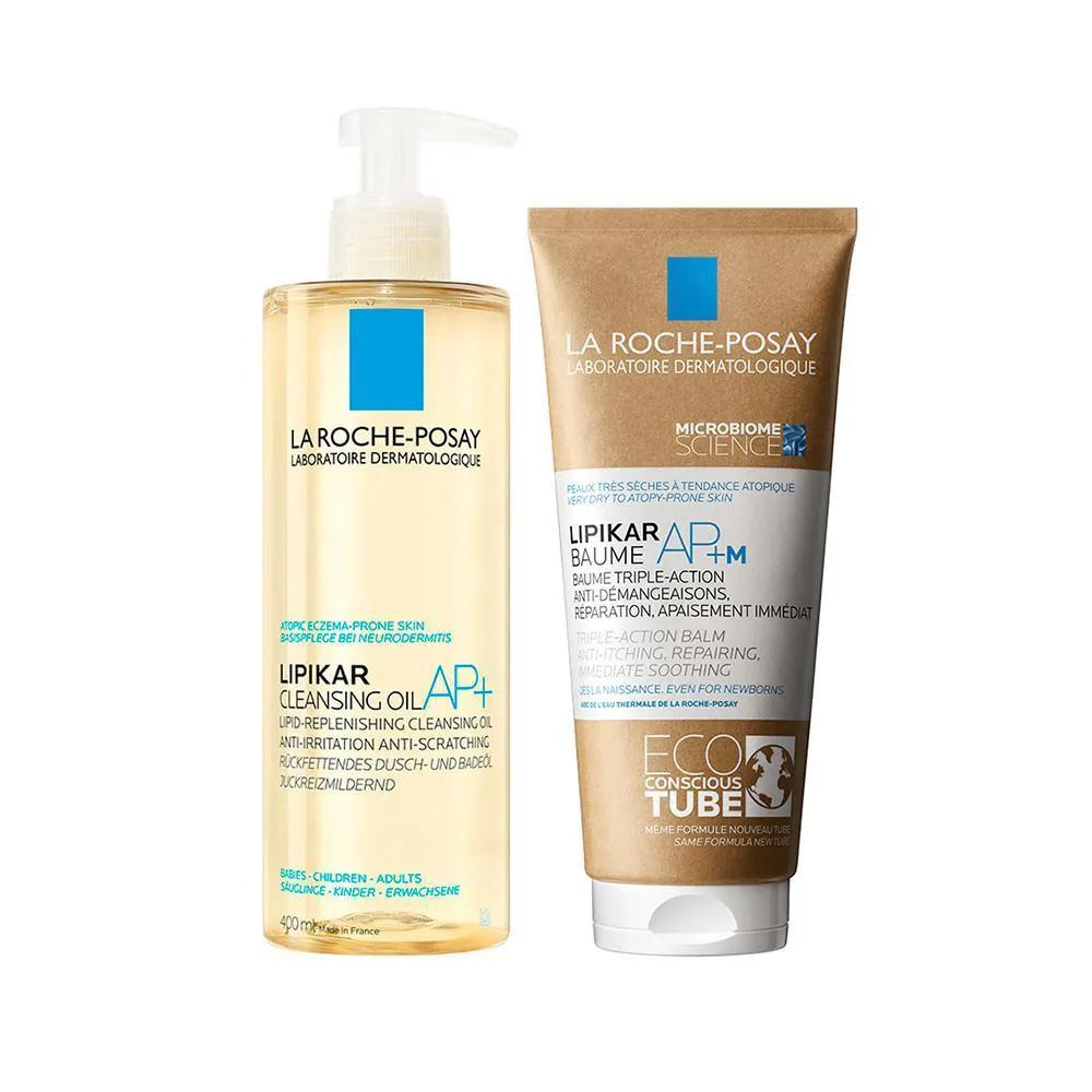 KIT CORPORAL LA ROCHE-POSAY LIPIKAR - ÓLEO DE LIMPEZA CLEASING OIL AP+ 400 ML E CREME HIDRATANTE CORPORAL AP+M ECO TUBE 200ML