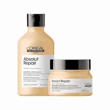 KIT L'ORéAL PROFESSIONNEL SERIE EXPERT ABSOLUT REPAIR GOLD QUINOA - SHAMPOO E MáSCARA