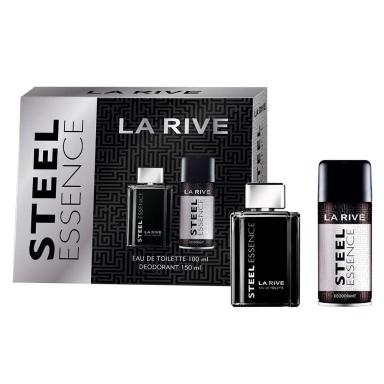 KIT LA RIVE STEEL ESSENCE EDT PERFUME MASCULINO 100ML E DESODORANTE 150ML