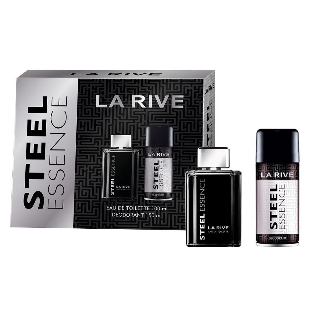 KIT LA RIVE STEEL ESSENCE EDT PERFUME MASCULINO 100ML E DESODORANTE 150ML