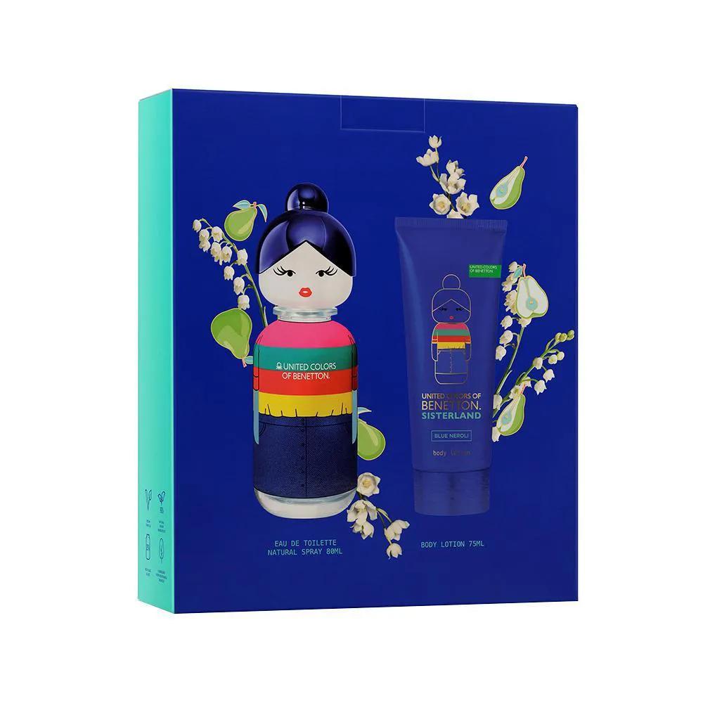 KIT BENETTON SISTERLAND BLUE EDT PERFUME FEMININO 80ML E LOçãO CORPORAL 75ML