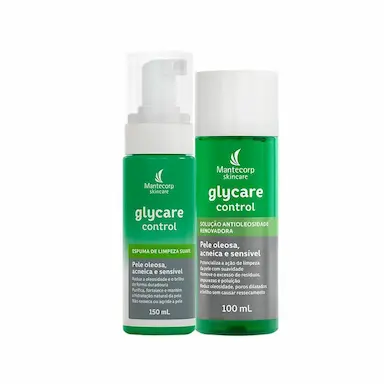 KIT FACIAL MANTECORP GLYCARE - ESPUMA DE LIMPEZA E SOLUçãO ANTIOLEOSIDADE 100ML