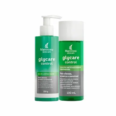 KIT FACIAL MANTECORP GLYCARE - GEL E SOLUçãO ANTIOLEOSIDADE 100ML