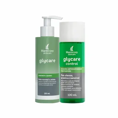 KIT FACIAL MANTECORP GLYCARE - SABONETE DE LIMPEZA E SOLUçãO ANTIOLEOSIDADE 100ML