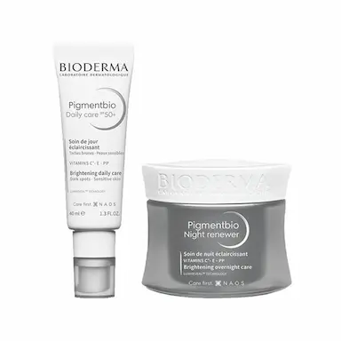 KIT FACIAL BIODERMA PIGMENTBIO - CREME CLAREADOR NOTURNO 50ML E GEL CREME CLAREADOR FPS 50+ 40ML