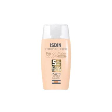 ISDIN FUSION WATER 5 STARS COLOR PROTETOR SOLAR FACIAL COM COR FPS50 CLARA 50ML